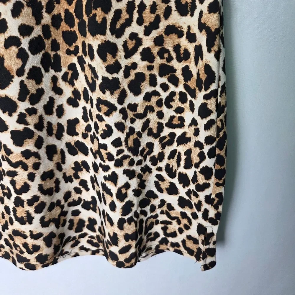 Topshop Mini Skirt Leopard Satin Lace Trim Bow Detail Size US 2